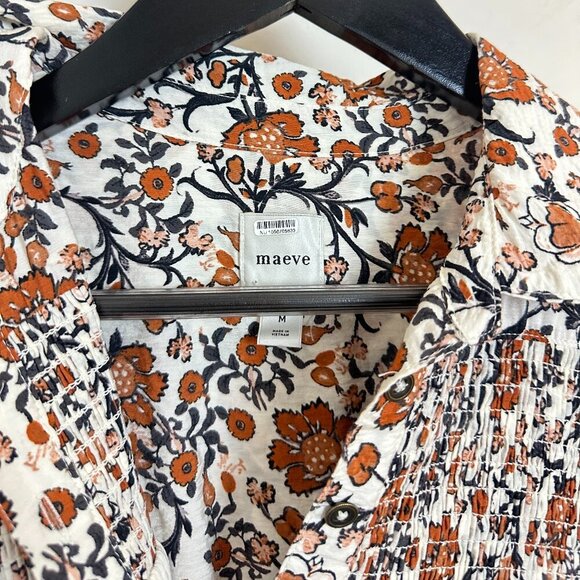 ANTHROPOLOGIE Maeve Short-Sleeve Belted Midi Shirt Dress in Neutral Size Medium - Picture 6 of 14